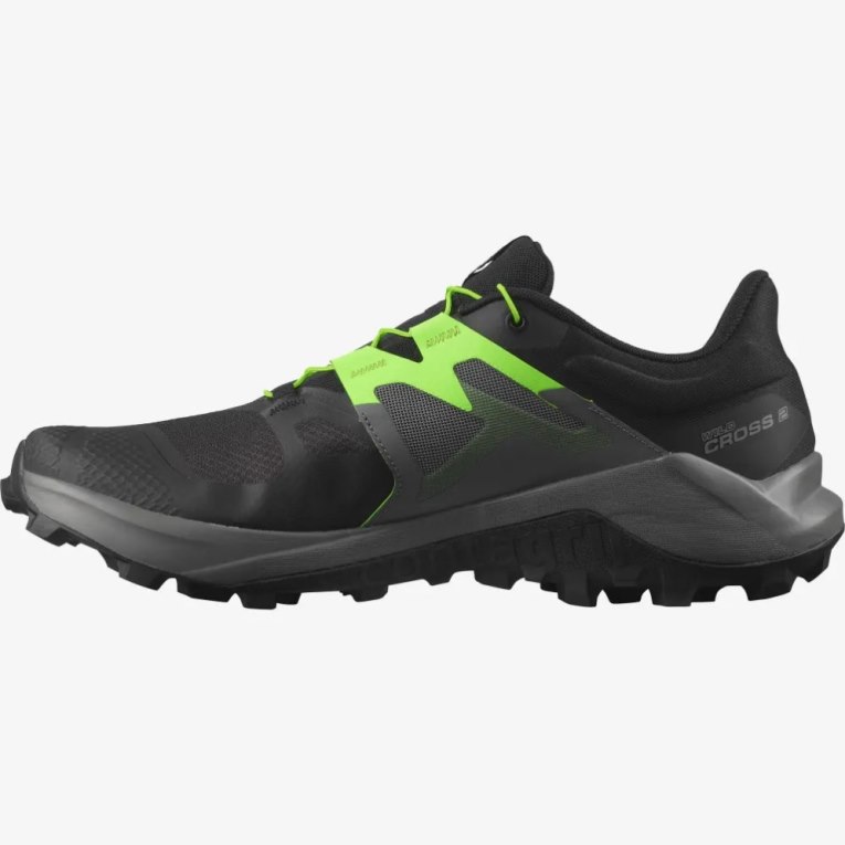 Black / Green Salomon Wildcross 2 Men's Trail Running Shoes | PH 38051E